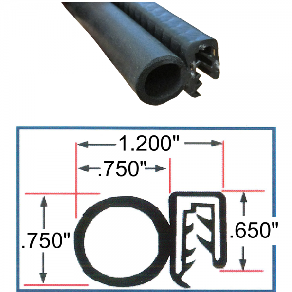 Push On Bulb Seals Side Bulb Seal 0.75" Bulb 34001X