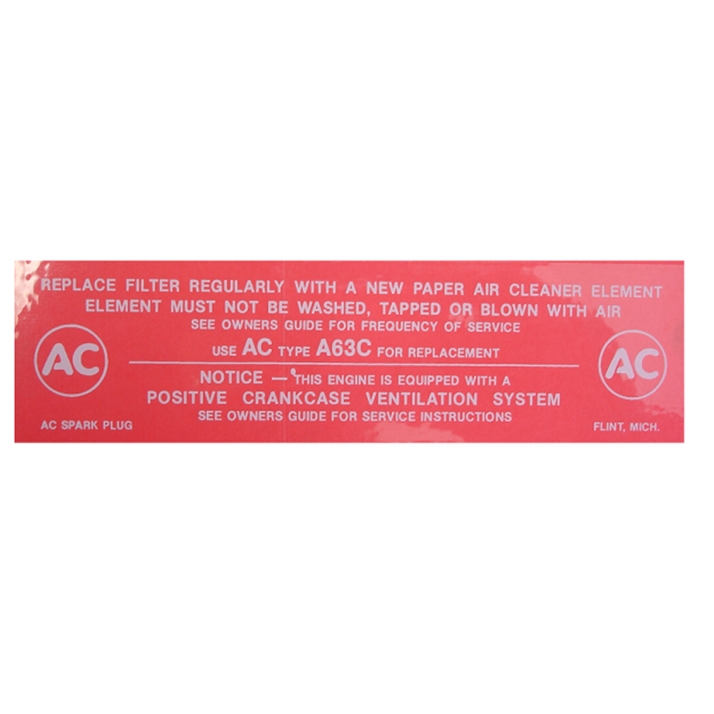 Air Cleaner Service Instructions Decal