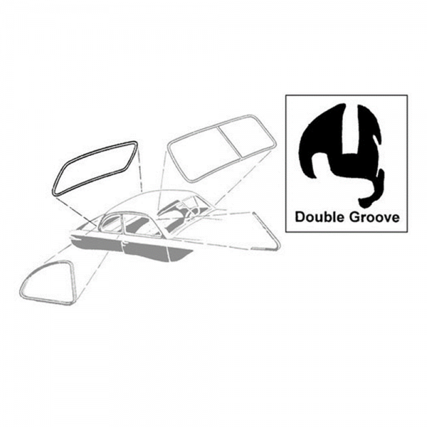 Rubber The Right Way - Back Window Seal - DOUBLE Groove for Chrome