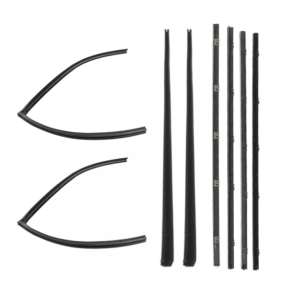 Rubber The Right Way - Deluxe Window Channel & Beltline Kit - Front Doors - Chrome Bead