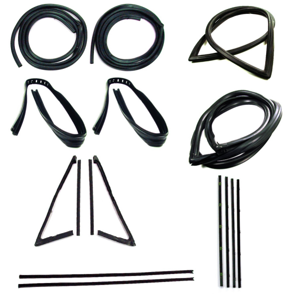 Rubber The Right Way - Master Weatherstrip Kit - With Small Back Window / With Chrome Windshield Trim / With Chrome Beltline