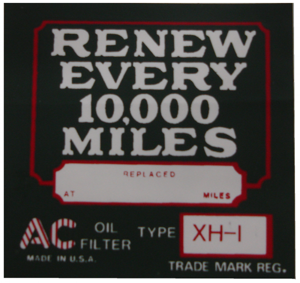 Rubber The Right Way - "AC" Oil Filter Decal (XH-1)