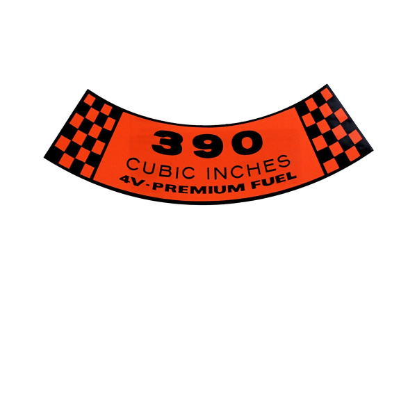 Rubber The Right Way - "390-4V Premium Fuel" Air Cleaner Decal