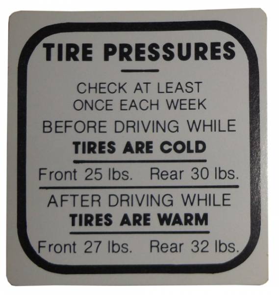 Rubber The Right Way - Tire Pressure Decal