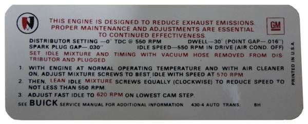 Rubber The Right Way - Automatic Transmission Emission Decal - 430-4V