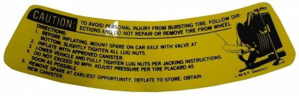 Rubber The Right Way - Space Saver Spare Tire Caution Decal