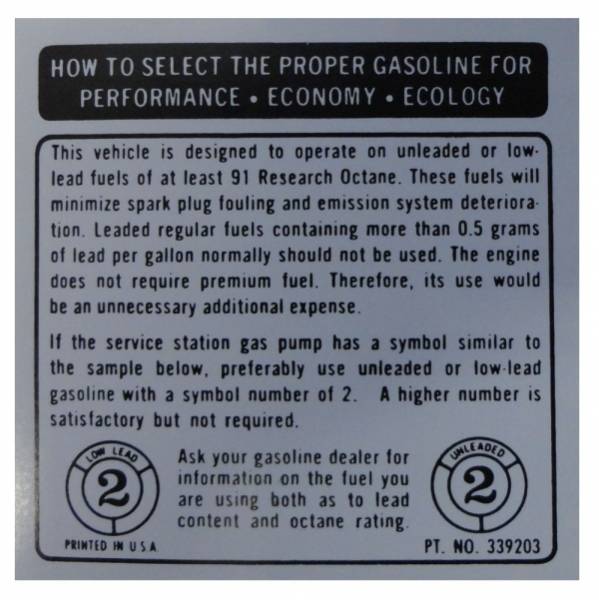 Rubber The Right Way - Glove Box Fuel Recommendation Decal
