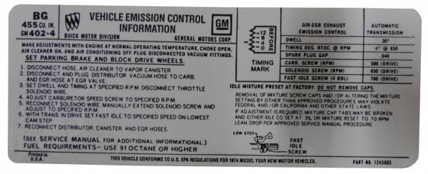 Rubber The Right Way - Automatic Transmission Emission Decal - 455-4V