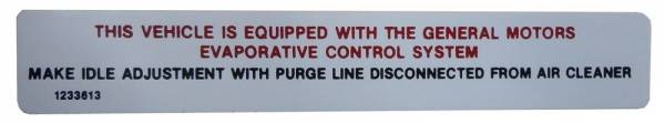 Rubber The Right Way - Evaporator Control Emission Decal - V8