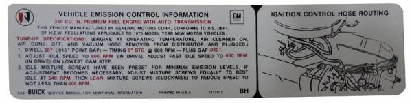Rubber The Right Way - Automatic Transmission Emission Decal - 350-4V High Compression