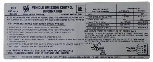 Rubber The Right Way - Manual & Automatic Transmission Emission Decal - 455-4V