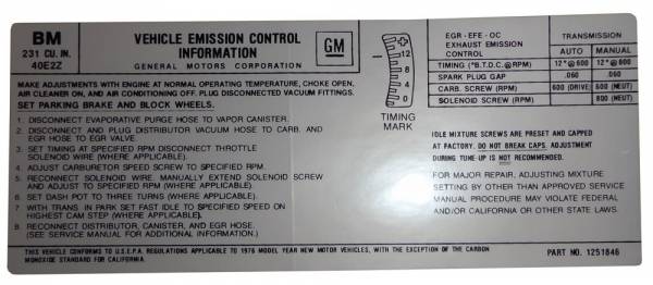 Rubber The Right Way - Manual & Automatic Transmission Emission Decal - 231