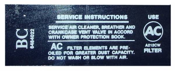 Rubber The Right Way - GS350 Gran Sport 350 Air Cleaner Service Instructions Decal