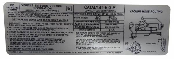 Rubber The Right Way - Automatic Transmission Emission Decal - 350-4V