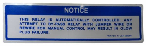Rubber The Right Way - Diesel Glow Plug Caution Decal