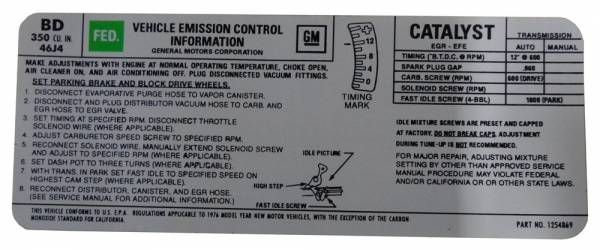 Rubber The Right Way - Automatic Transmission Emission Decal - 350-4V