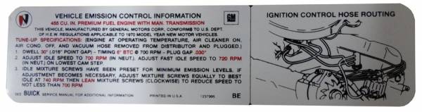 Rubber The Right Way - Manual Transmission Emission Decal - 455 (Non-Stage I)