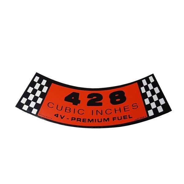 Rubber The Right Way - "428 4-V Premium Fuel" Air Cleaner Decal - Orange