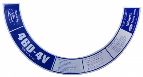 Rubber The Right Way - "460 4V" Air Cleaner Decal