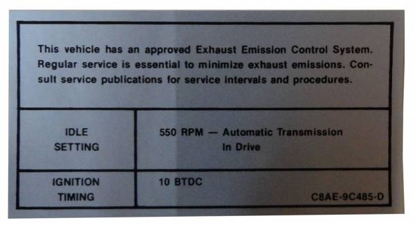 Rubber The Right Way - 460 Automatic Transmission Emission Decal