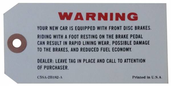 Rubber The Right Way - Disc Brake Warning Tag