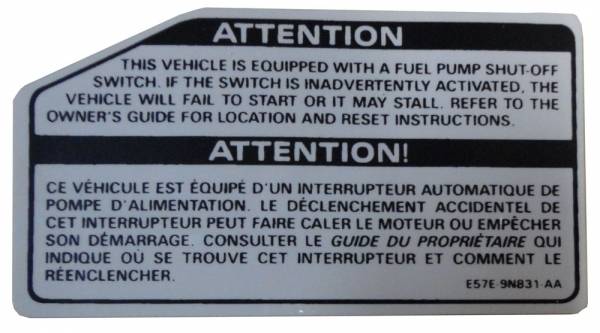 Rubber The Right Way - Fuel Pump Shut-Off Decal