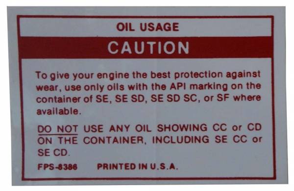 Rubber The Right Way - Oil Usage Caution Decal