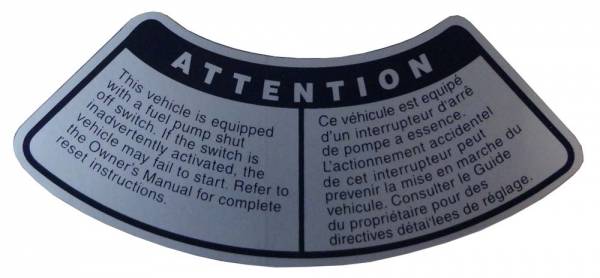 Mark VI 5.0 EFI Air Cleaner Service Instructions Decal