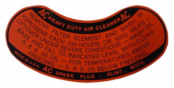 Rubber The Right Way - Oil Bath Air Cleaner Service Instructions Decal - Heavy Duty