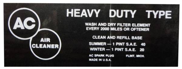 Rubber The Right Way - Air Cleaner Service Instructions Decal