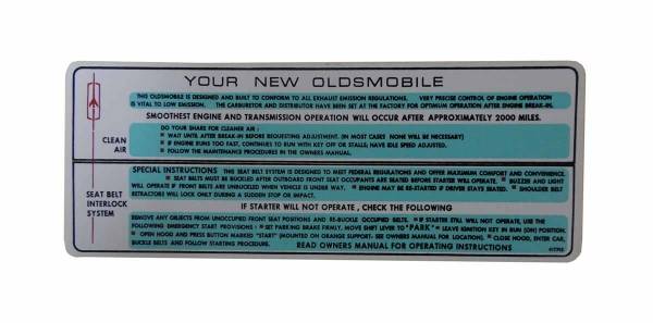 Rubber The Right Way - "Your New Oldsmobile" Sun Visor Decal
