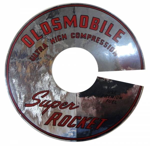 Rubber The Right Way - "Oldsmobile Super Rocket Ultra High Compression" Air Cleaner Decal - 7-1/2"