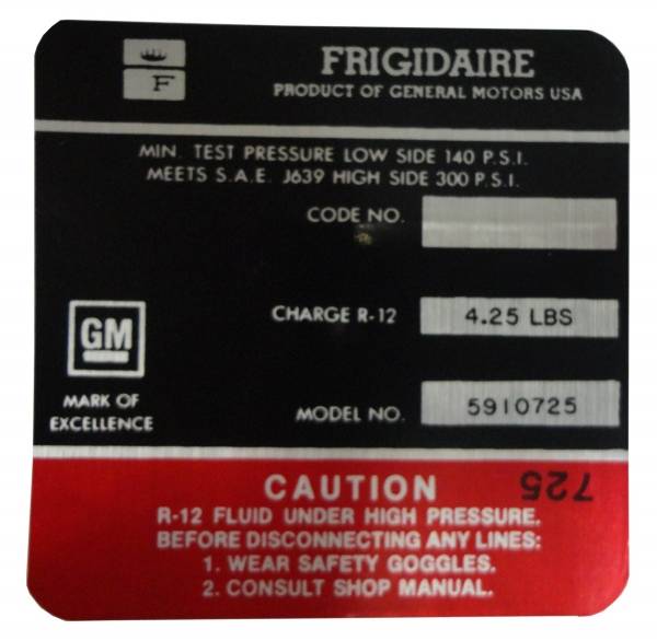 Rubber The Right Way - Frigidaire AC Compressor Decal