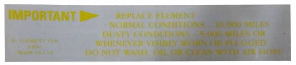 Rubber The Right Way - Air Cleaner Service Instructions Decal - Yellow