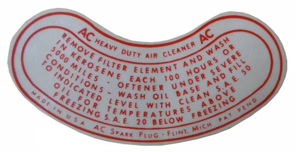 Rubber The Right Way - Oil Bath Air Cleaner Service Instructions Decal
