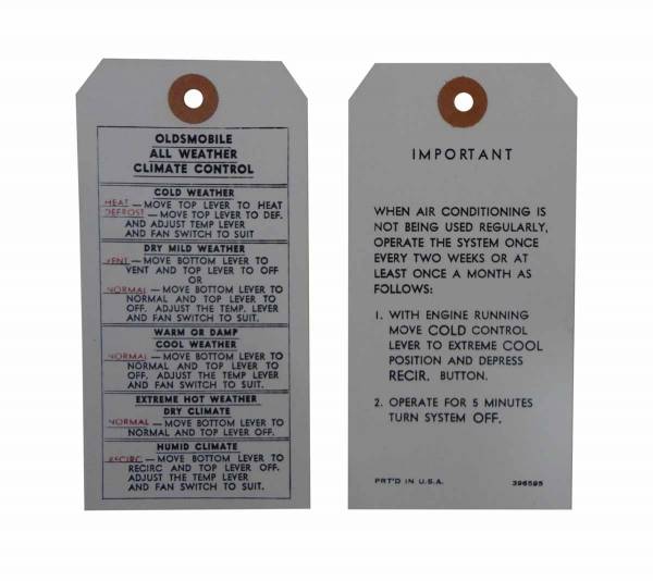 Rubber The Right Way - All Weather Climate Control Instructions Tag