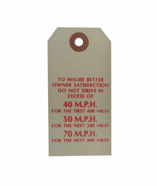 Rubber The Right Way - New Vehicle Break In Instructions Tag
