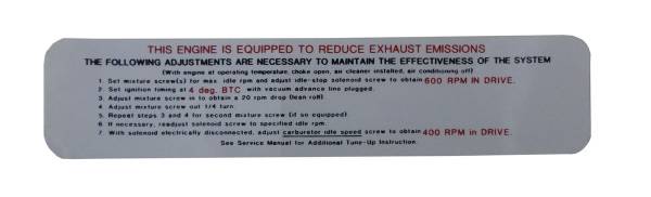 Rubber The Right Way - California Evaporative Emission Supplement Decal