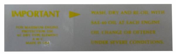 Rubber The Right Way - Air Cleaner Service Instructions Decal - A90C