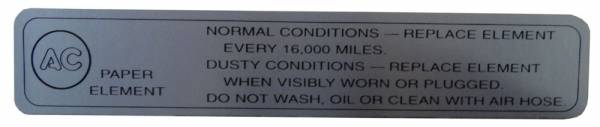 Rubber The Right Way - Air Cleaner Service Instructions Decal