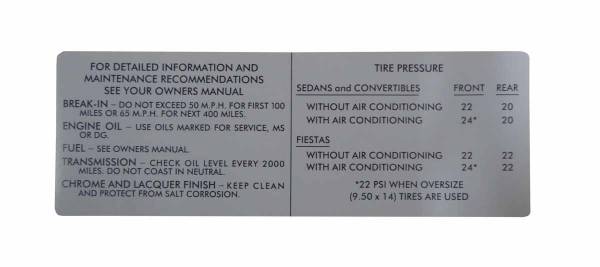 Rubber The Right Way - Tire Pressure / Maintenance Decal