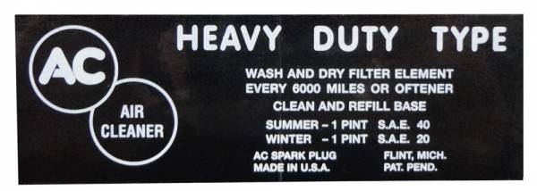 Rubber The Right Way - Oil Bath Air Cleaner Service Instructions Decal - 4V