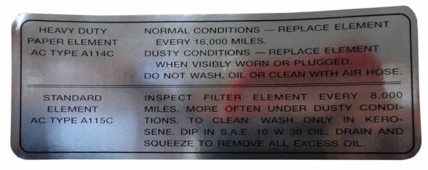 Rubber The Right Way - Air Cleaner Service Instructions Decal