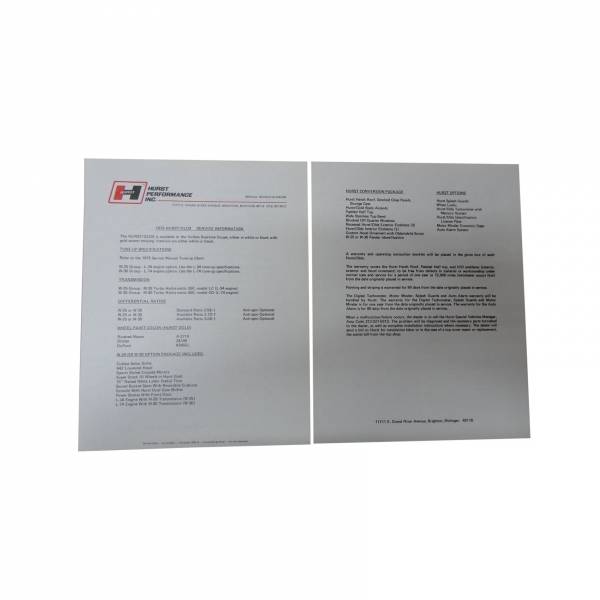 Rubber The Right Way - Hurst / Olds Fact Sheet