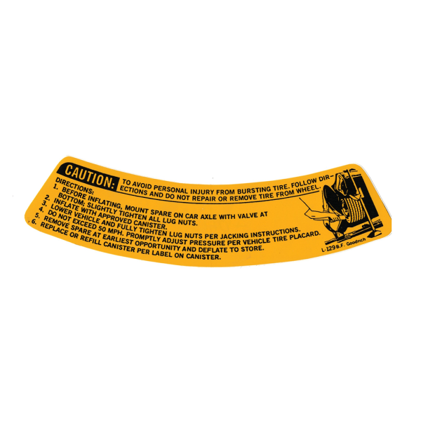 Rubber The Right Way - Space Saver Spare Tire Warning Decal