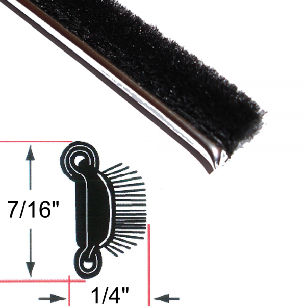 Cooper Standard - Beltline Weatherstrip - Also Called Window Sweeps, Felts or Fuzzies - Flexible - Inner or Outer - 7/16" Tall 1/4" Wide - Stainless Bead