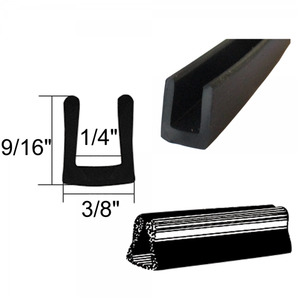 Au-Ve-Co Products - General Use Fixed Glass Seal / Setting Channel - 9/16" Tall 3/8" Wide 12' Long - For 1/4" Glass
