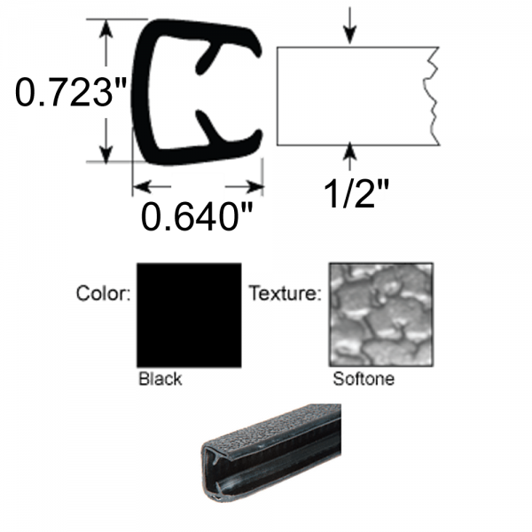 Cooper Standard - Quick Edge Trim / Windlace - Double Lip / Black Sof-Tone / 3/8"-1/2" Edge