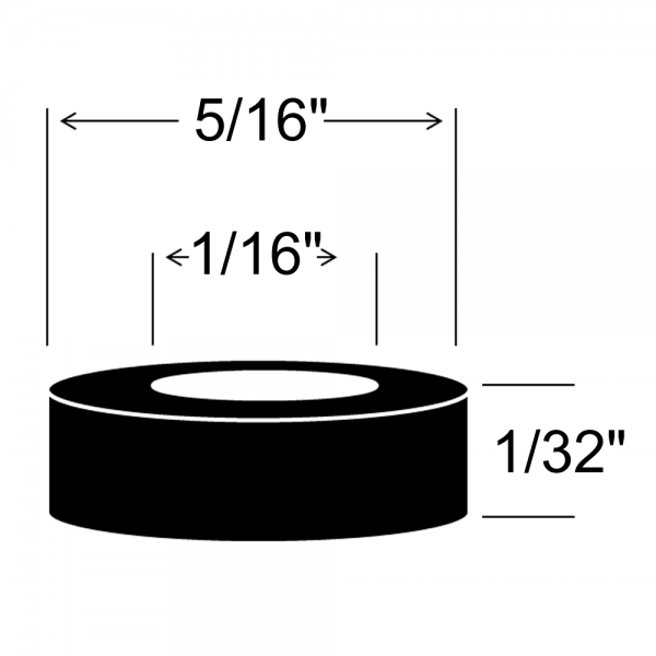 Rubber Washer - 1/16" ID X 5/16" OD X 1/32" Thick - 12 Pieces