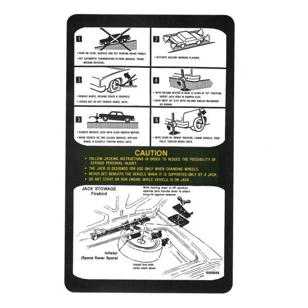 Jim Osborne Reproductions - Jack Instructions Decal - Space Saver Spare